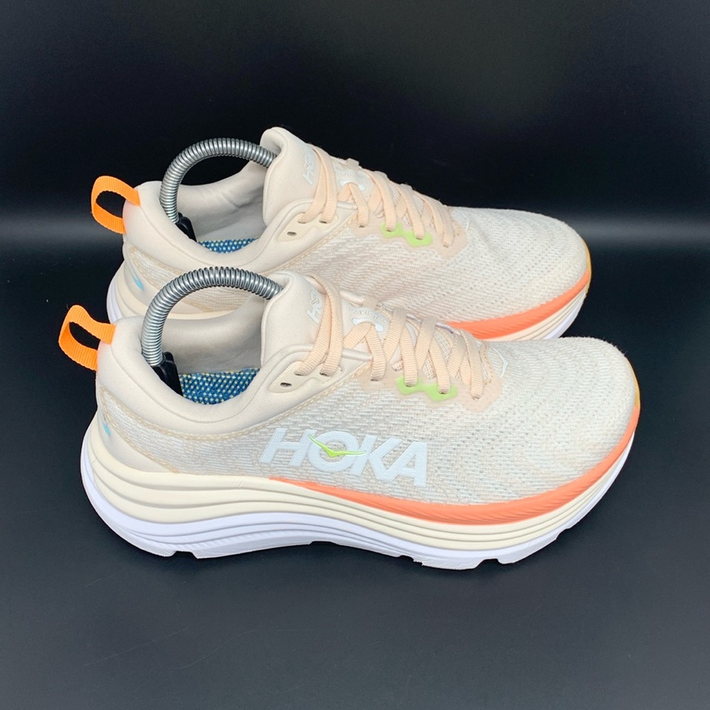 HOKA Women's Cream and Orange Running Shoes